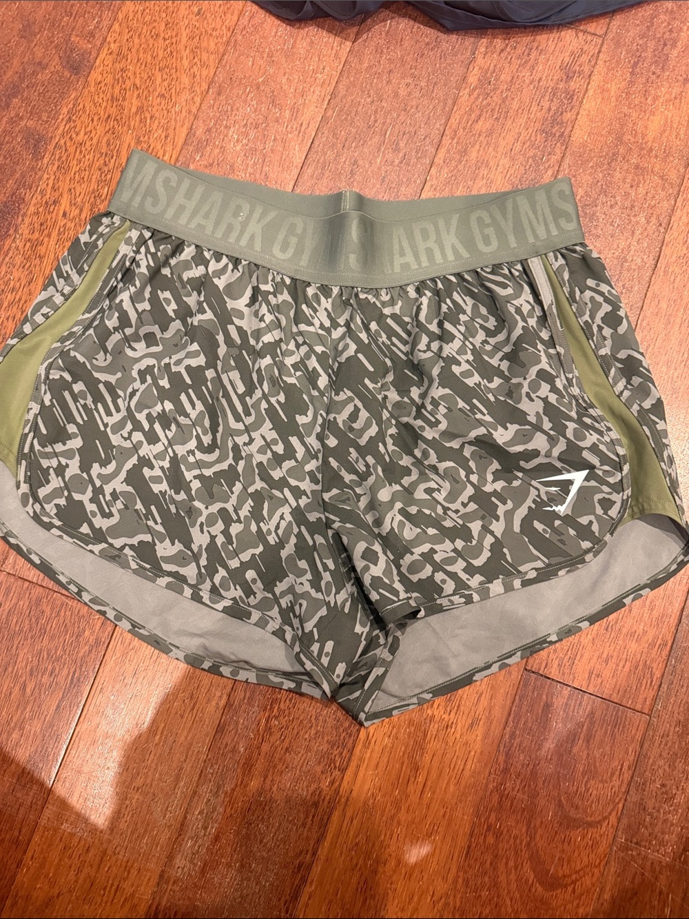 Gymshark Olive Green Camo Athletic Shorts
